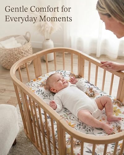 Image of Bedside Bassinet Sheets 2 Pack, 33 x 20 Fitted Bedside Sleeper Sheets, Ultra Soft Breathable Polyester, Ideal for Baby Girl or Boy and Newborns (Cottage Cow, Bedside Sleeper Sheet)