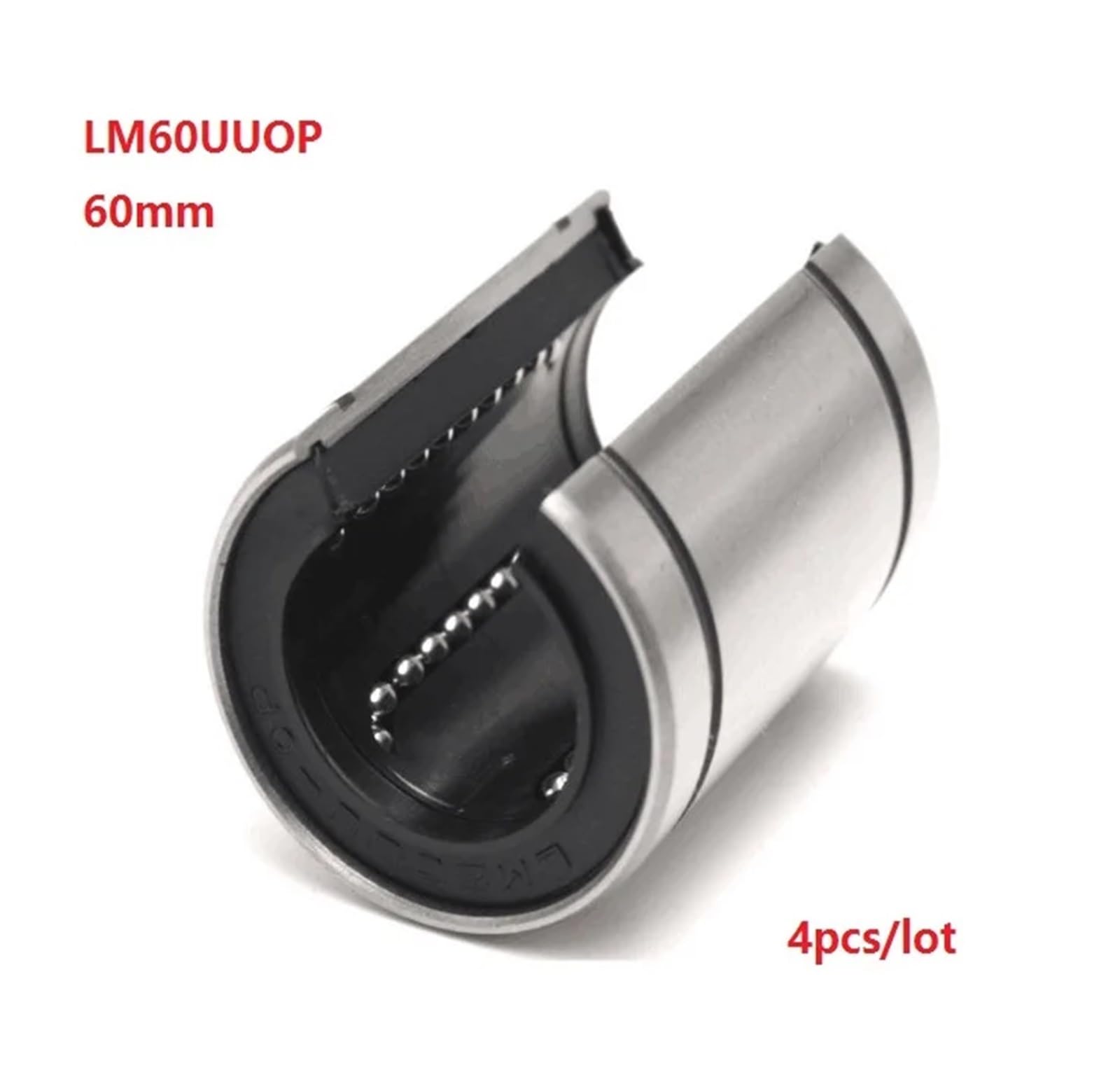 Lot de 4 bagues de roulement à Billes à Mouvement linéaire Ouvert LM60UUOP LM60OP LM60UU-OP 60 mm
