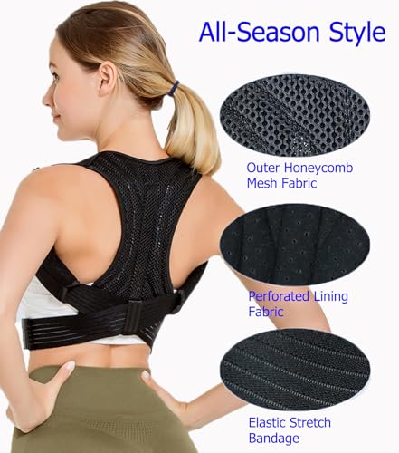 Image of Posture Corrector for Women & Men Adjustable Lightweight Upper Back Brace Support Improve Posture Support Belt for Scoliosis Pain Relief From Shoulder Back Correct Hunchback(Black,Medium)