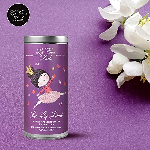La Tea Dah Fruit Tea Bundle | La La Land Sweet Apple Cinnamon Tea For Little Princesses (12 Sachets) + Lightly Caffeinated Apricot Peach Green Tea (12 Sachets) #TOP1