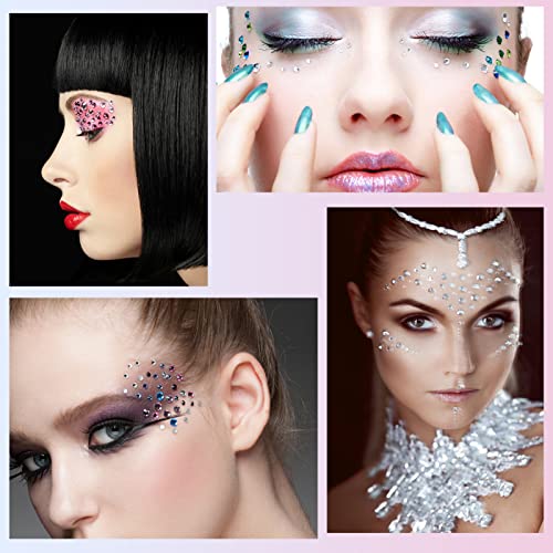 2310 Stück Glitzersteine Gesicht Selbstklebend, 14 Blätter Glitzersteine Selbstklebend Gesicht 3-4-5-6mm Strasssteine Selbstklebend Gesicht Steine Gesicht Selbstklebend für Nägel, Gesichts Make Up