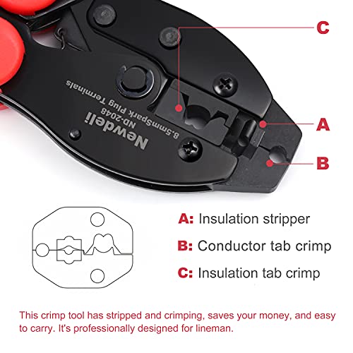 Image of Spark Plug Wire Crimper, Newdeli Crimping Pliers for Spark Plug Stripping Tool, ND-2048 for Crimping and Stripping Spark Plug Wire, Dia 8.0-8.5mm,Ratchet spark plug wire crimping tool