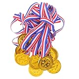 ANDRESLAD 12 Piezas Medallas de Plástico Doradas para Kit de Premios Deportivos para Fiestas Escolares y Accesorio Ligero y Resistente para Recompensar Esfuerzos y Logros Infantiles