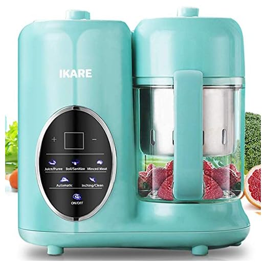 IKARE Robot de Cocina Bebé- 8 en 1 Procesador de Alimentos Bebes con tanque de agua desmontable y cesta y taza de vapor - Panel de control táctil - Cocina comida para bebé en 15 minutos