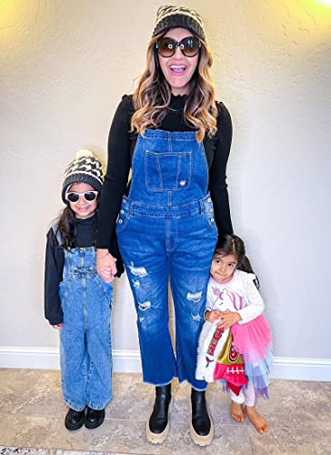 Luvamia Women's Casual Distressed Adjustable Denim Bib Overalls Jeans Pants Jumpsuits Denim Blue Size Large #TOP6