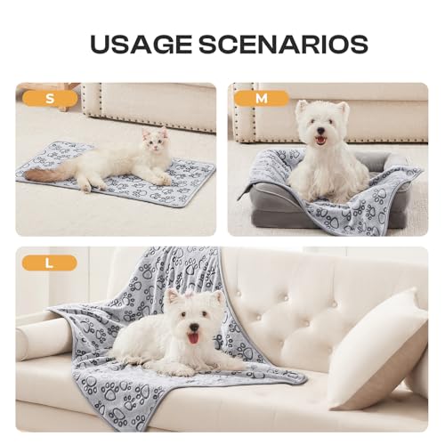 Image of Luciphia 1 Pack 3 Blankets Fluffy Premium Fleece Pet Blanket Flannel Paw Printed Throw for Dog Cat Grey Paw Medium(30 inchx20 inch,Pack of 3)