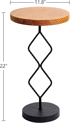 Miniatura 2 de LAPTAIN Mesa de bebidas, mesa auxiliar con pedestal, mesa auxiliar redonda pequeña para sala de estar, oficina en casa y dormitorio, 11.8 x 11.8 x