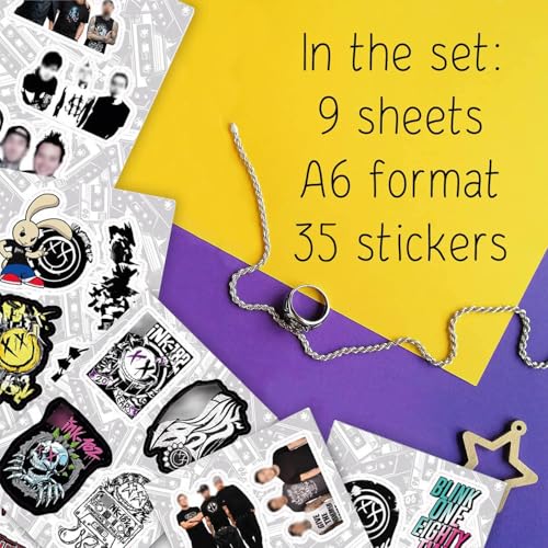 Image of Stickers for Adults, Rock Band Stickers Skateboard, 35 Pieces of Strong Adhesive and Waterproof Decals, Guitar and Laptop Decals for Teens, Gifts for Women & Men