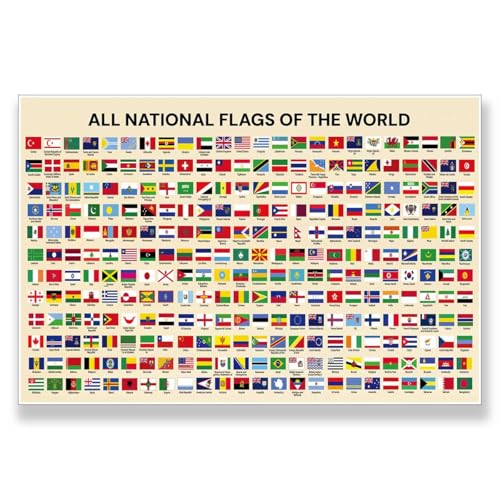 Drapeaux du monde poster éducatif pour décorer la chambre d'enfant ou la classe