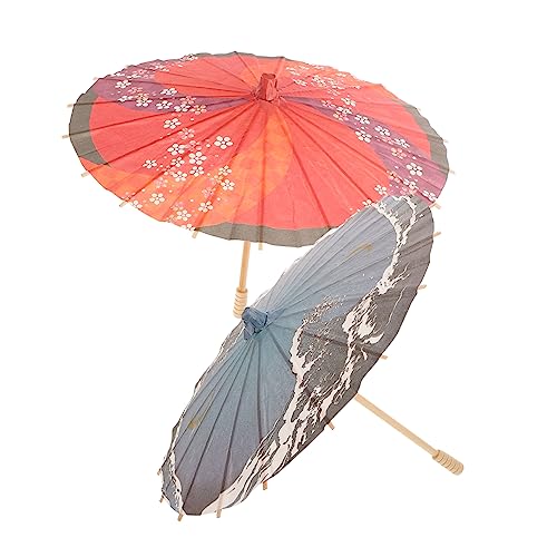 TOVINANNA 2Piezas Japonés Decoración Clásica para Vacaciones y Sombrilla Floral para Sesiones de Fotos y Decoración