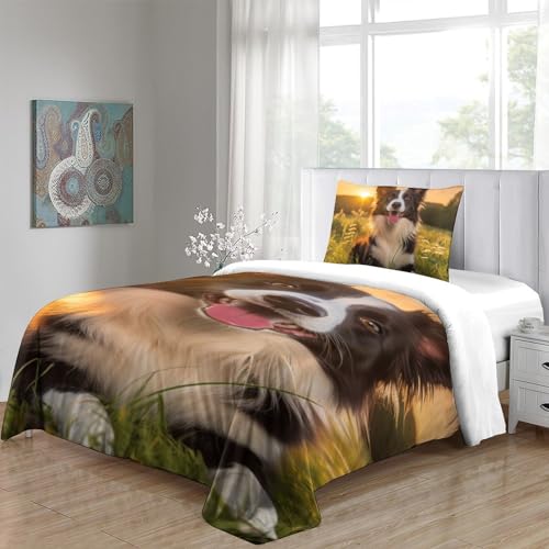 Housse de couette berger allemand 3D 135x200 avec ses taies d'oreiller