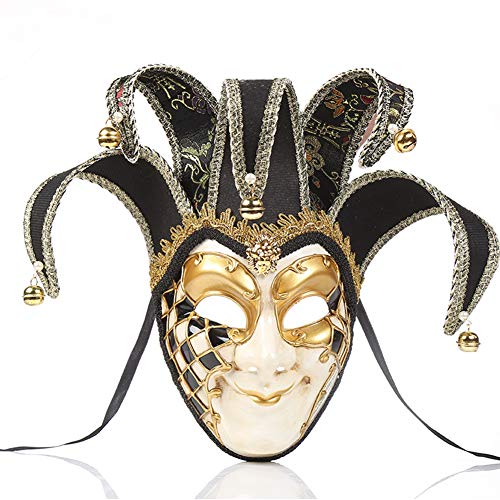 Veneziana Uomo Masquerade Maschere,Adulti Faccia Piena Maschera,Veneziani Fatto A Mano Dipinto Eye Mask, Nero