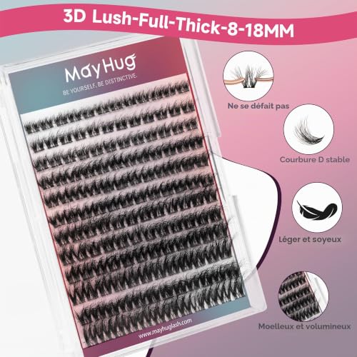 Mayhug Extension Cils Effet 3D Faux Cils Individuel 144 pcs Cils Individuels Mix 8-18mm D Curl Lashes(Prism) – vue 2
