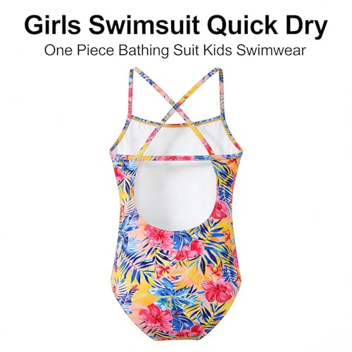 Image of Girls One Piece Swimsuit, Quick Dry Cute Bathing Suit for Kids, Comfortable Swimwear for Beach for 5-12 Years