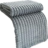 Throws for Sofas, Fleece Blanket King Size for Single Double Bed Adults,Blankets Fluffy Warm Soft Throw Plaid Armchairs Bedroom Couch All Season(Silver Gray,180x200cm)