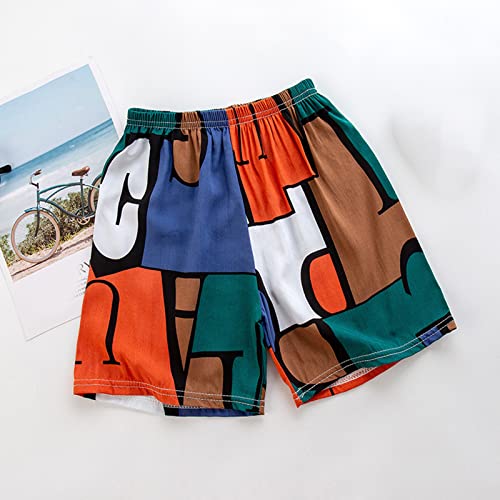 Toddler Boys Swim Trunks Quick Dry Shorts Boys Elastic Waist Plaid Bathing Suit Kids Cool Print (Red-c, 5-6 Years)2