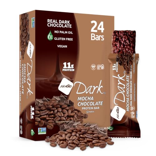 Image of NuGo Dark, Mocha Chocolate, 11g Vegan Protein Bar, Gluten Free, 24 Count