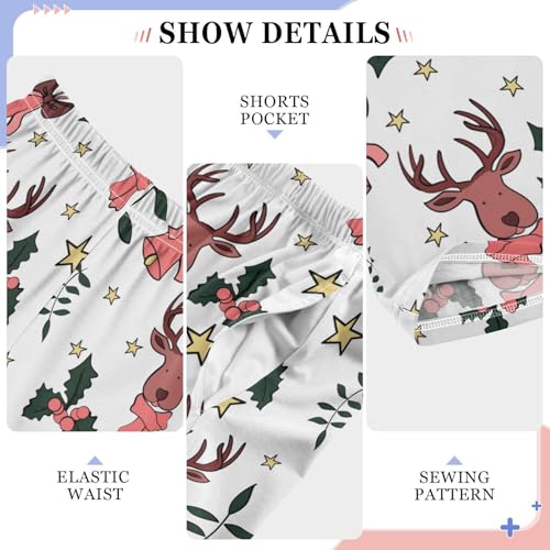 Boys' Pants Cute Deer Christmas Long Bottoms Jogger Pants Elastic Waist Trousers with Pockets S-XL4