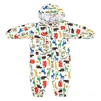 mama stadt Waterproof Rainsuit Kids,Raincoat Onesie Coverall Baby Waterproof Jumpsuit Children Hooded Rainsuit with Cartoon Printed 75-135cm Yellow