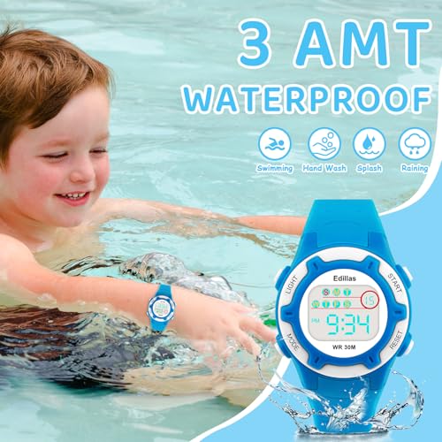 Edillas Kids Watch Digital for Girls Boys, Children Waterproof Watches Multi-Functional with LED Backlight Alarm/Stopwatch for Student Ages 4-133
