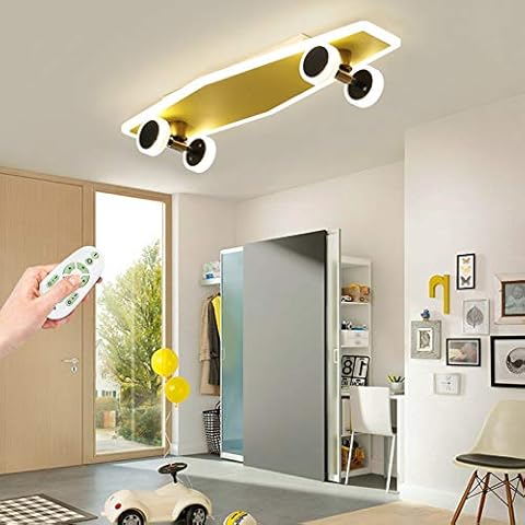 LED Children Ceiling Lamp Modern Kids Room Cartoon Skateboard Ceiling Light Boys and Girls Dome Light Dimmable 32W Acrylic Chandelier Bedroom Living Room Kindergarten Indoor Lighting Lamp,B Cover