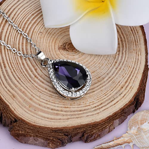 Leecco Pricess Sophia Ncklace Teardrop Amethyst Pendant Necklace Fashion Jewelry Gift For Girls #TOP2