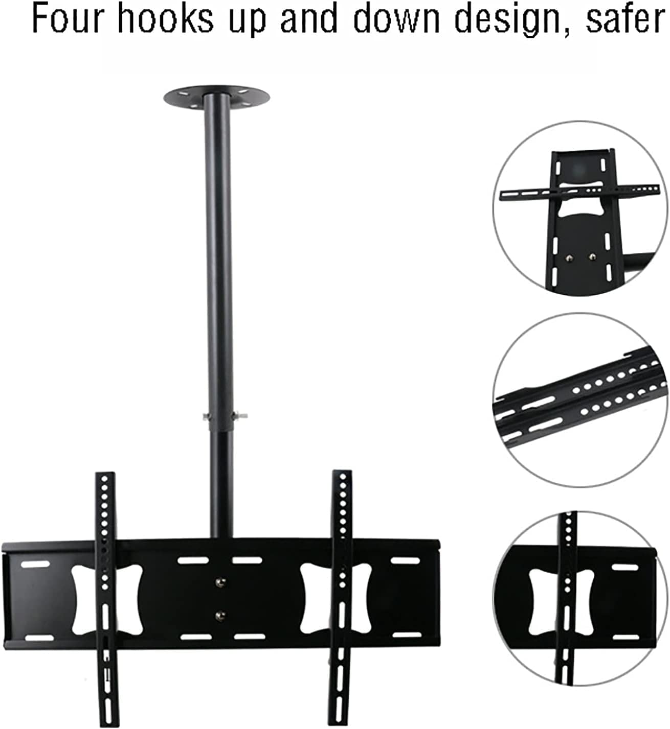 Staffa di montaggio a soffitto per 32 TV da 75 pollici, inclinabile, girevole, supporto telescopico, capacità 69,9 kg, facile da montare