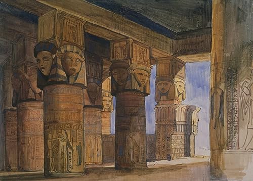 Cuadro de óleo clásico del Templo de Denderah en Egipto, lienzo abstracto de 60x90cm