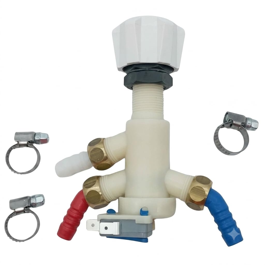 CR-MOESANCO® Kit de Commande pour Robinet de Douche Sous Table Mélangeur avec Interrupteur d'Entraînement pour Pompe + 3 Pinces en Acier Inoxydable pour Caravane, Camping-Car, Bateau