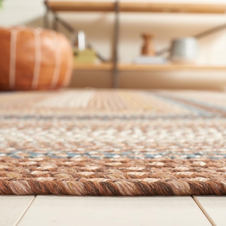 SAFAVIEH Braided IndoorOutdoor Oval Rug 3x5 Brown & Multi BRD313A | 14 Pile Machine Washable Easy Care Polypropylene Fibers Handwoven Oval Rug Patio Entryway product thumbnail 6
