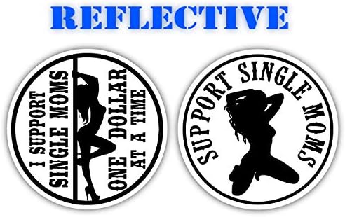 Pair | Reflective Support Single Moms Hard Hat Decals | Mechanic Toolbox Laborer Construction Trucker Foreman Stripper Dancer Sexy Babe Girl | Motorcycle Welding Helmet Decal | 2 x 2 inches (Red)