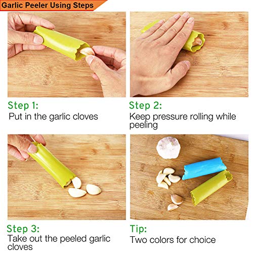 Maxracy Garlic Press Rocker - Stainless Steel Garlic Mincer And Peeler Useful Garlic Odorfree Kitchen Tool (Black,Blue) #TOP2