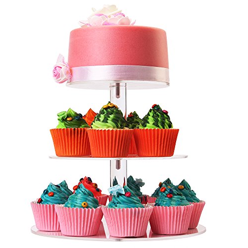 Acrylic Cupcake Stand – Clear Dessert Display Stand (3 tiers round)