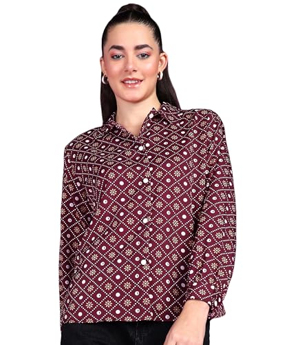 Image of POPWINGS Women Casual Sky Blue Floral Printed Shirt | Collar Button Shirt | Full Sleeve Shirt | Trendy Shirt | Regular Casual Shirt