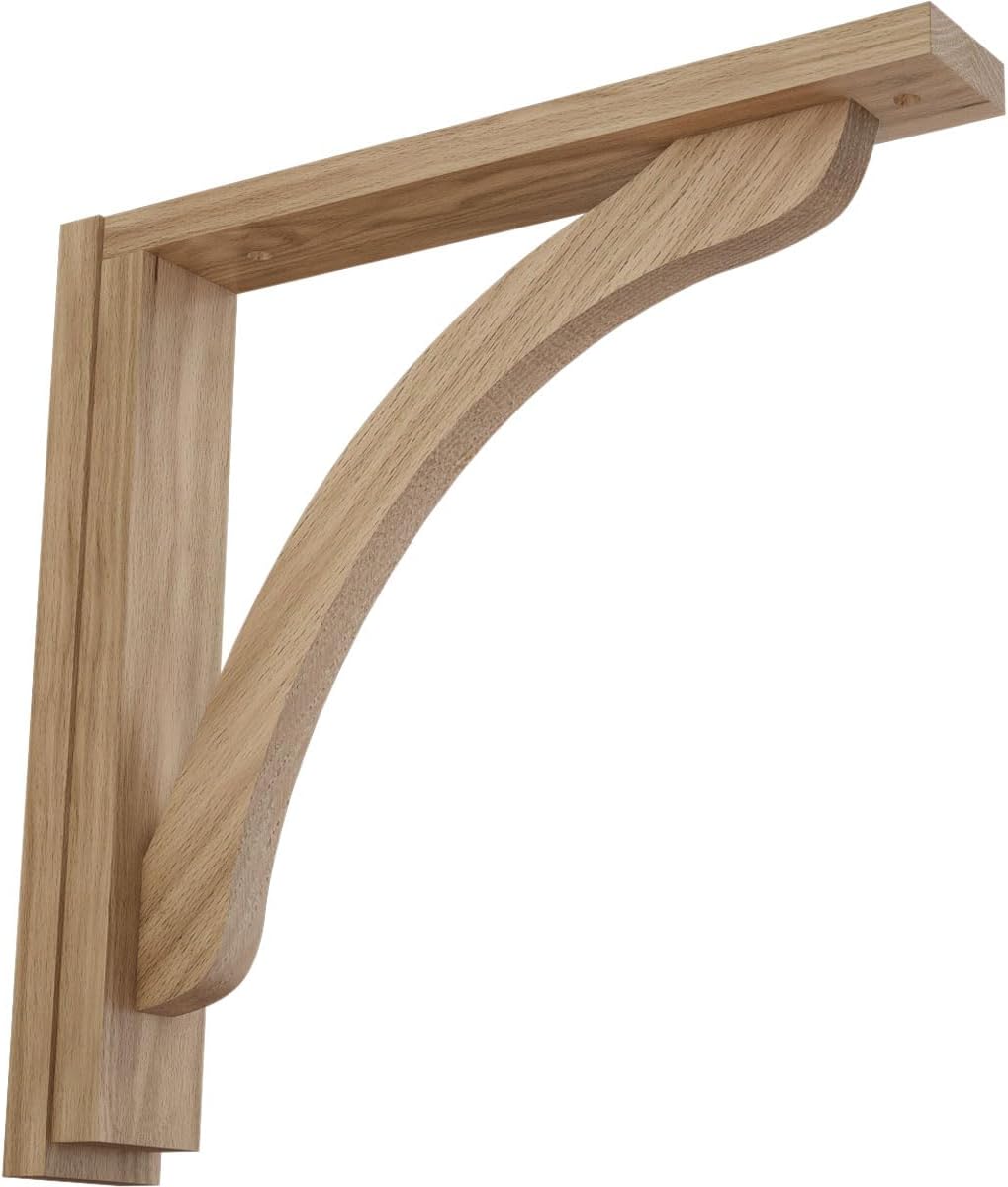 Ekena Millwork BKT02X14X14REAL Reece Shelf Wood Brackets, 2 1/2"W x 14 3/4"D x 14 1/4"H , Alder