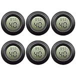 EEEKit 6-Pack Hygrometer Thermometer Digital LCD Monitor Indoor Outdoor Humidity Meter Gauge for Humidifiers Dehumidifiers Greenhouse Basement Babyroom, Black Round, Measure in Fahrenheit/Celsius