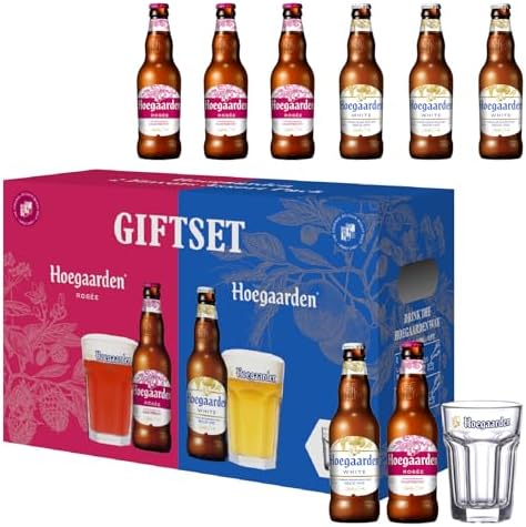 （00:30時点） ヒューガルデン ホワイト ロゼ Hoegaarden 瓶 [ 330ml × 8本(4 + 4) ] [グラス付き] ギフトセット