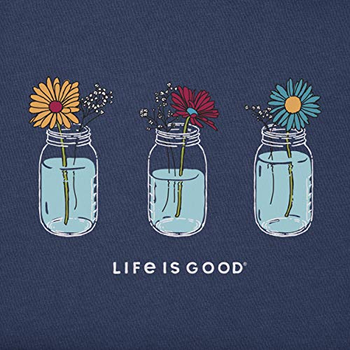 Life is Good Women's Crusher T-Shirts, Short Sleeve Cotton Graphic Tee Shirt, Floral Jars2