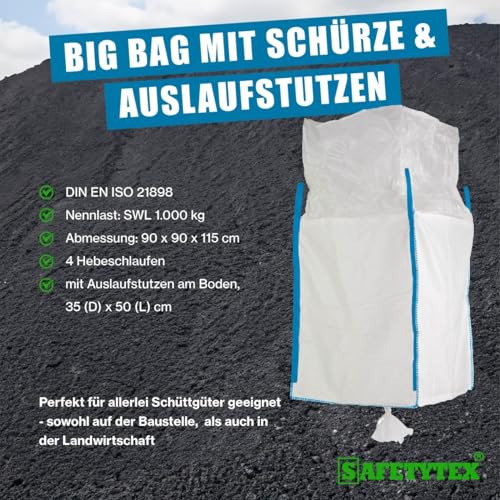 Big Bag mit Schürze und Auslaufstutzen, weiß, 90 x 90 x 115 cm