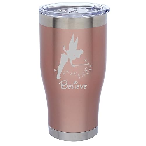 Rose Gold Double Wall Vacuum Insulated Stainless Steel Tumbler Travel Mug Fairy Believe (24 oz)