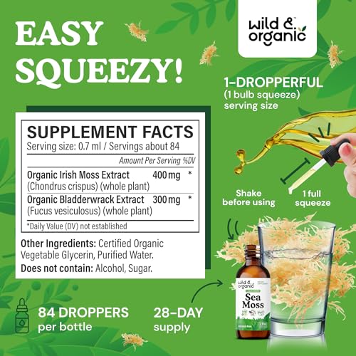 Wild & Organic Sea Moss + Bladderwrack Liquid Drops (2 fl oz, 84 servings) — view 3