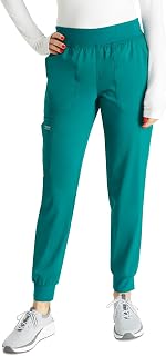 Cherokee Women's Scrub Jogger Pants Modern Classic Fit Mid Rise Bottom with 5 Pockets, Elastic Knit Waistband - WW115
