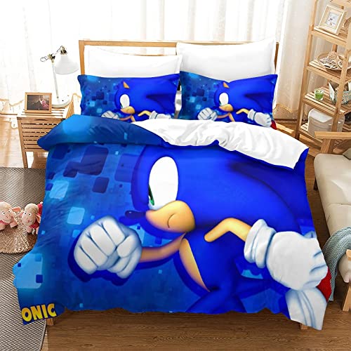 LATIZI Sónico Set Copripiumino 3 Pezzi 100% Cotone Traspirante Set Biancheria Da Letto Matrimoniale Set Copripiumino Comforter Set King（220x240cm）