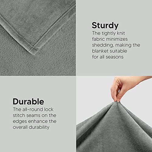 Image of SANMARINO Premium Solid Flannel Blanket for Single Bed | Super Soft Touch Plush Fleece Blanket | All Season Lightweight Yet Cozy Blanket for Bed,Sofa,Couch, Travel & Camping | 152 x228 cm (Grey)