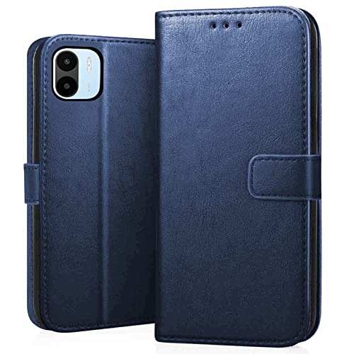 Image of CEDO Flip Cover for Redmi A1 / Redmi A2 (4G) | Leather Finish | Inside Pockets & Inbuilt Stand | Shockproof Wallet Style Magnetic Closure Back Case Flipcover (Blue)