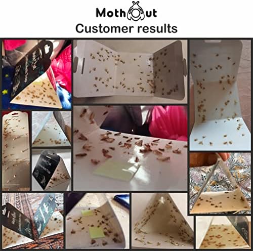 MothOut 10 Pheromone Clothes Moth Traps, Carpet Moth Killer + Lavender Moth Repellent for Wardrobe Protection + 10 Lighting Plates, Odourless Sticky Cloth Moths Trap, Safe Home Anti Moth Treatment