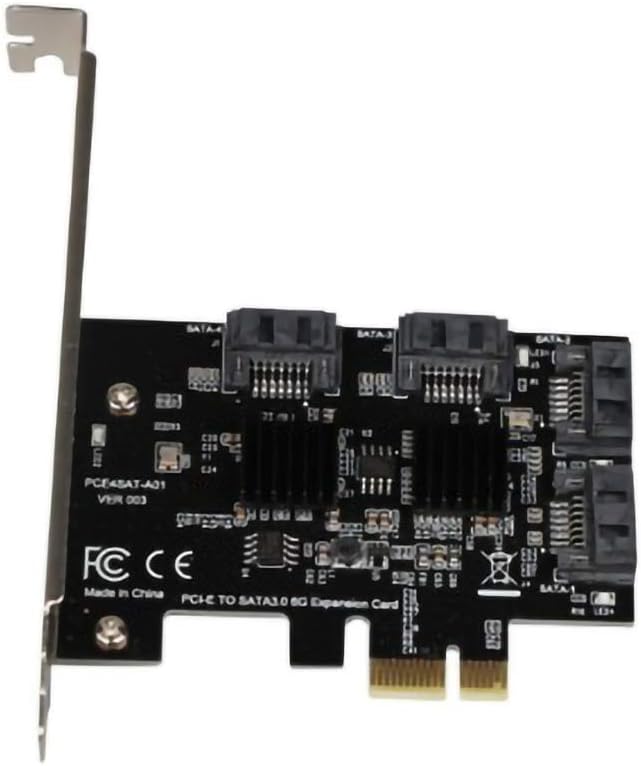 JMT 4Ports SATA SSD HDD 6G PCI Express Controller Card Multiplier PCI-e to SATA3.0 III Converter Expansion Adapter with 2 Heatsinks Supports 4 SATA Compatible with SATA6G/ 3G Hard Drives1.5G