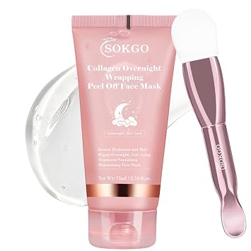 Sokgo Collagen Overnight Wrapping Mask, Intensive Hydration Anti Aging Overnight Skin Treatment, Boosts Elasticity and Firmness, Revitalizes Dull Skin Reduces Fine Lines and Wrinkles 1PCS