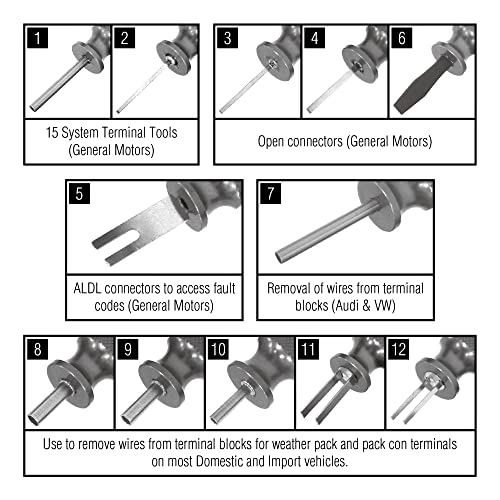 Image of Powerbuilt Master Terminal Tool Kit, 19 Piece, Release and Remove from Electrical Connectors, Prevent Damage to Sensors, Wire Harnesses - 641448