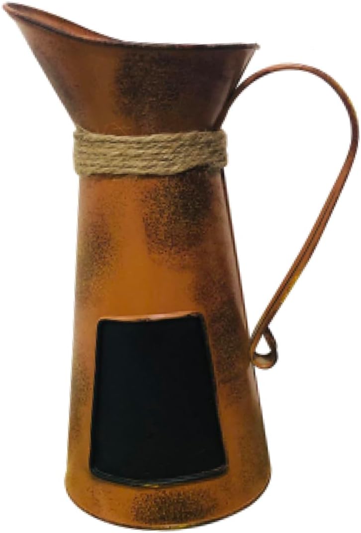 Orange Iron Coffee Pitcher Decor with Blackboard for Dried Flowers